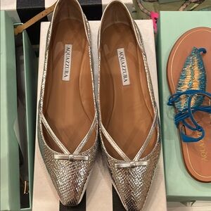 Aquazzura AYDA flat snakeprint Napa laminata brand new 40